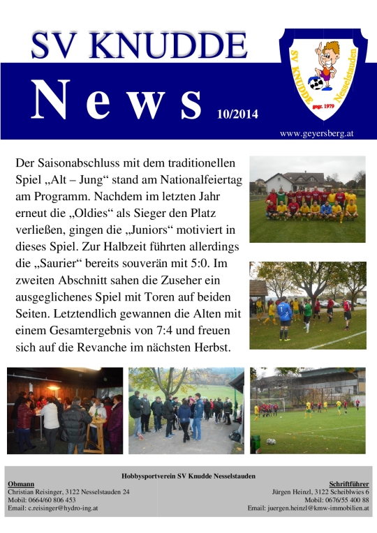 SV Knudde News 10/2014