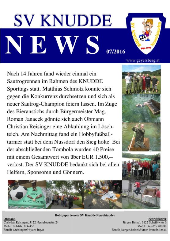 SV Knudde News 07/2016