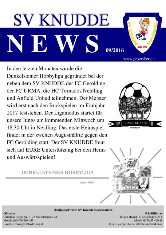 SV Knudde News 09/2016